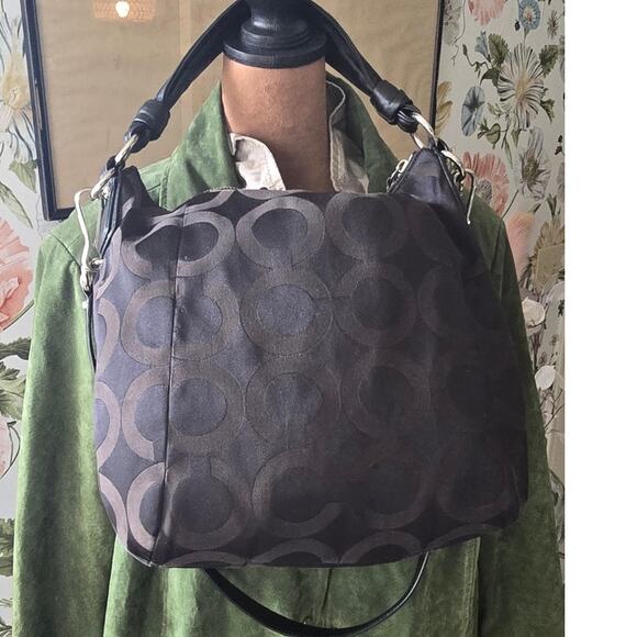 Coach Kristin Signature C Pattern OP Art Hobo Shoulder Bag w /Silver Hardware - Picture 2 of 16